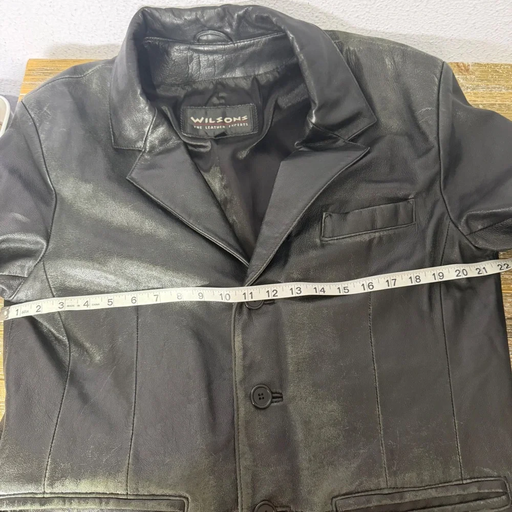 Vintage Wilsons The Leather Experts Mens Black Leather Blazer Jacket  Size M
